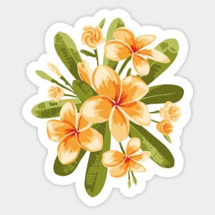 Orange Plumeria flowers Sticker